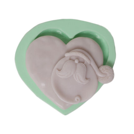 Kalp içinde Noel Baba silikon kalıp