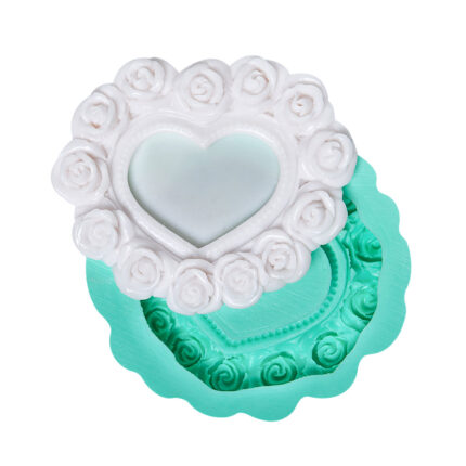 Kalpli güllü küçük çerçeve silikon kalıp