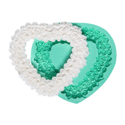 Minik çiçekli kalpli çerçeve silikon kalıp