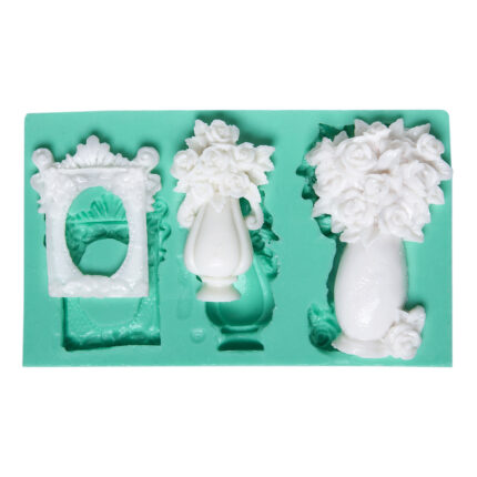 Vazoda çiçek ve çerçeve silikon kalıp