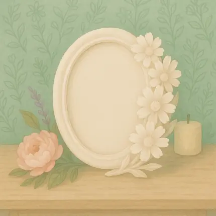 Çiçek desenli oval çerçeve silikon kalıbı ve dekoratif hobi objesi modelleri.