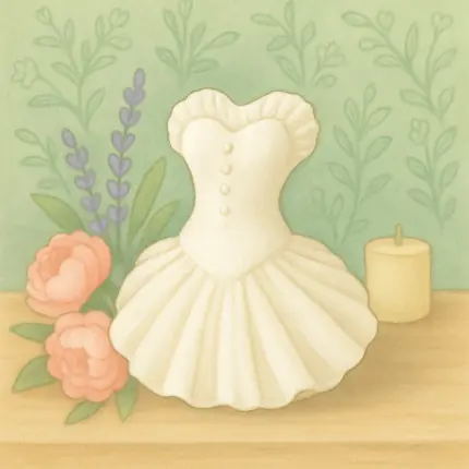 Moda temalı hobi projeleri için zarif elbise/korse figürlü giysi ve aksesuar modelli silikon kalıp.