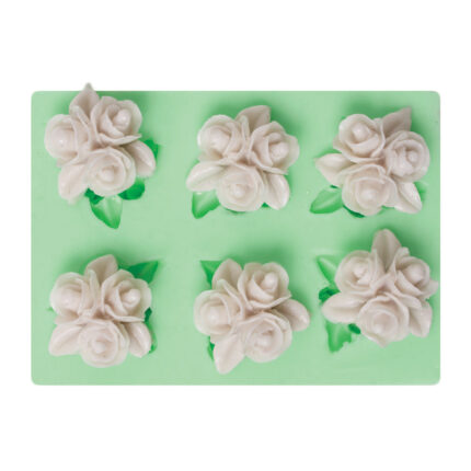 6'lı minik güller silikon kalıp modeli. Çiçek koleksiyonu için 3D güller silikon kalıp.