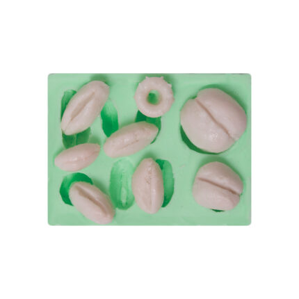 8 çeşit ekmek silikon kalıp: ekmek figürleri içeren yeşil silikon döküm kalıbı.