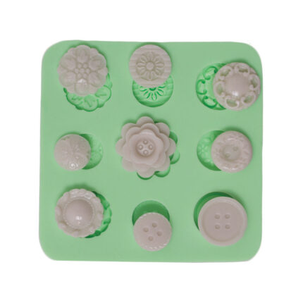9 çeşit düğme silikon kalıp: Dikiş temalı süs için silikon döküm kalıbı.