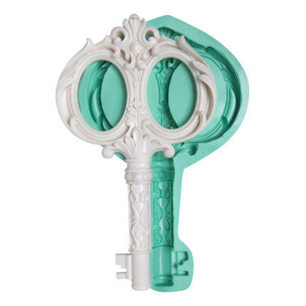 Kurdelya vintage anahtar ikili çerçeve silikon kalıbı: Nostaljik anahtar temalı süs yapımı için ideal.