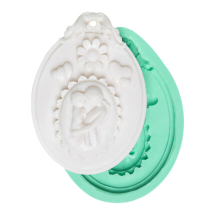 Delikli anne çocuk biblo yapımı için silikon kalıp. Aile sevgisi temalı, içi boş anne bebek kalıbı.