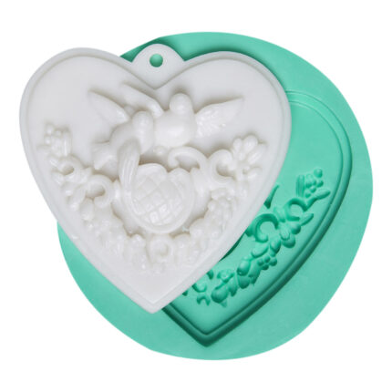 Aşık kuşlar delikli figürlü silikon kalıp modeli: romantik kuş sabun kalıbı.