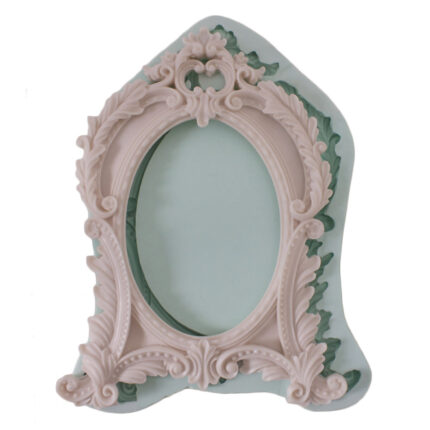 Ayaklı vintage çerçeve silikon kalıp: Nostaljik süs yapımı için ideal, detaylı tasarım.