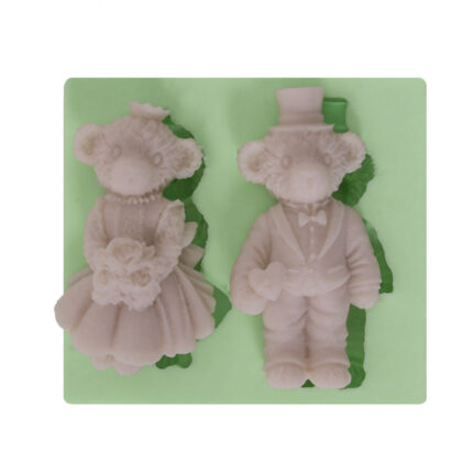 Ayıcık çift silikon kalıbı: gelin ve damat ayıcık figürleri, Sevgililer Günü süsü için ideal.