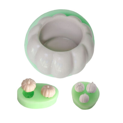 Balkabağı saksı ve küçük kabaklar seti silikon kalıp. Sonbahar dekorasyonu için ideal. RTV2 silikon kalıp ile döküm yapılmış objeler.