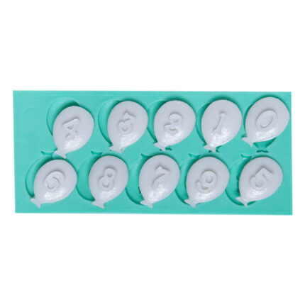 Balon sayı silikon kalıbı: Yaş günü dekorasyonu için 0'dan 9'a kadar sayılar içeren silikon kalıp.