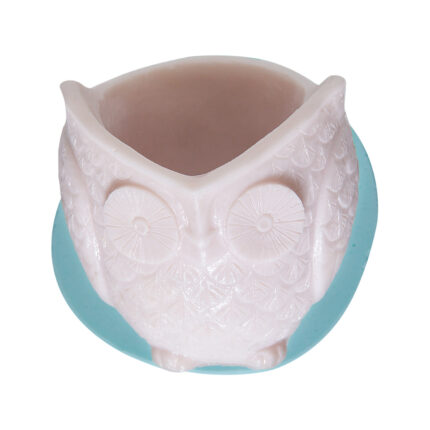 Baykuş saksı silikon kalıbı ile yapılmış sevimli, bahçe temalı dekoratif obje.