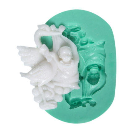 Bebek getiren leylek biblo kalıbı: Leylek kuşu ve bebek taşıyıcı süs silikon kalıbı.