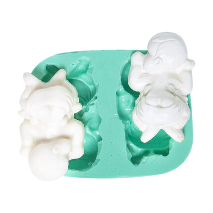 Bezli bebek 2'li silikon kalıp: bebek temalı mum, alçı, sabun yapımı için ideal.