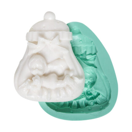 Biberon içerisinde bebek silikon kalıp: Bebek temalı mum, sabun, alçı ve epoksi yapımı için ideal.