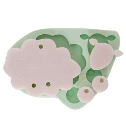 Birleştirmeli kuzu silikon kalıbı: bulut, kuzu, meyve figürleri içeren sevimli kalıp modeli.