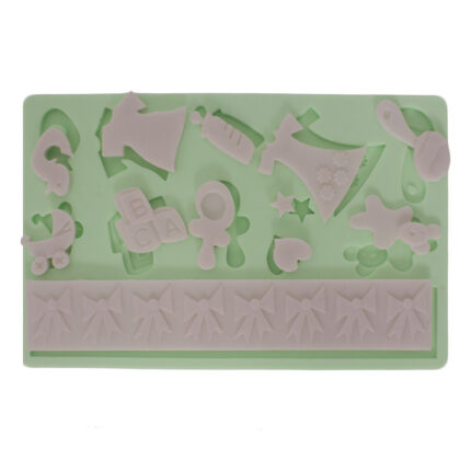 Bordür ve bebek eşyaları silikon kalıbı: bebek temalı sabun, takı, dekoratif obje yapımı için ideal. Bebek odası süsü kalıbı.