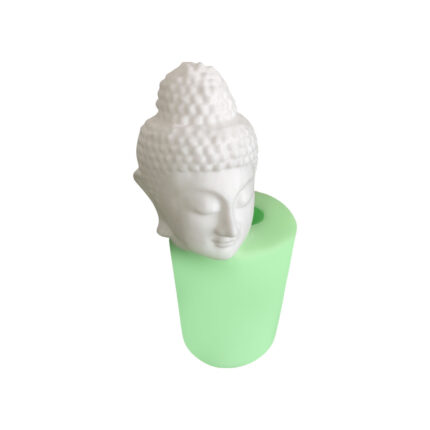 Buddha kafası heykeli mum silikon kalıp modeli, meditasyon temalı. Uzak Doğu felsefesi süsü için ideal.
