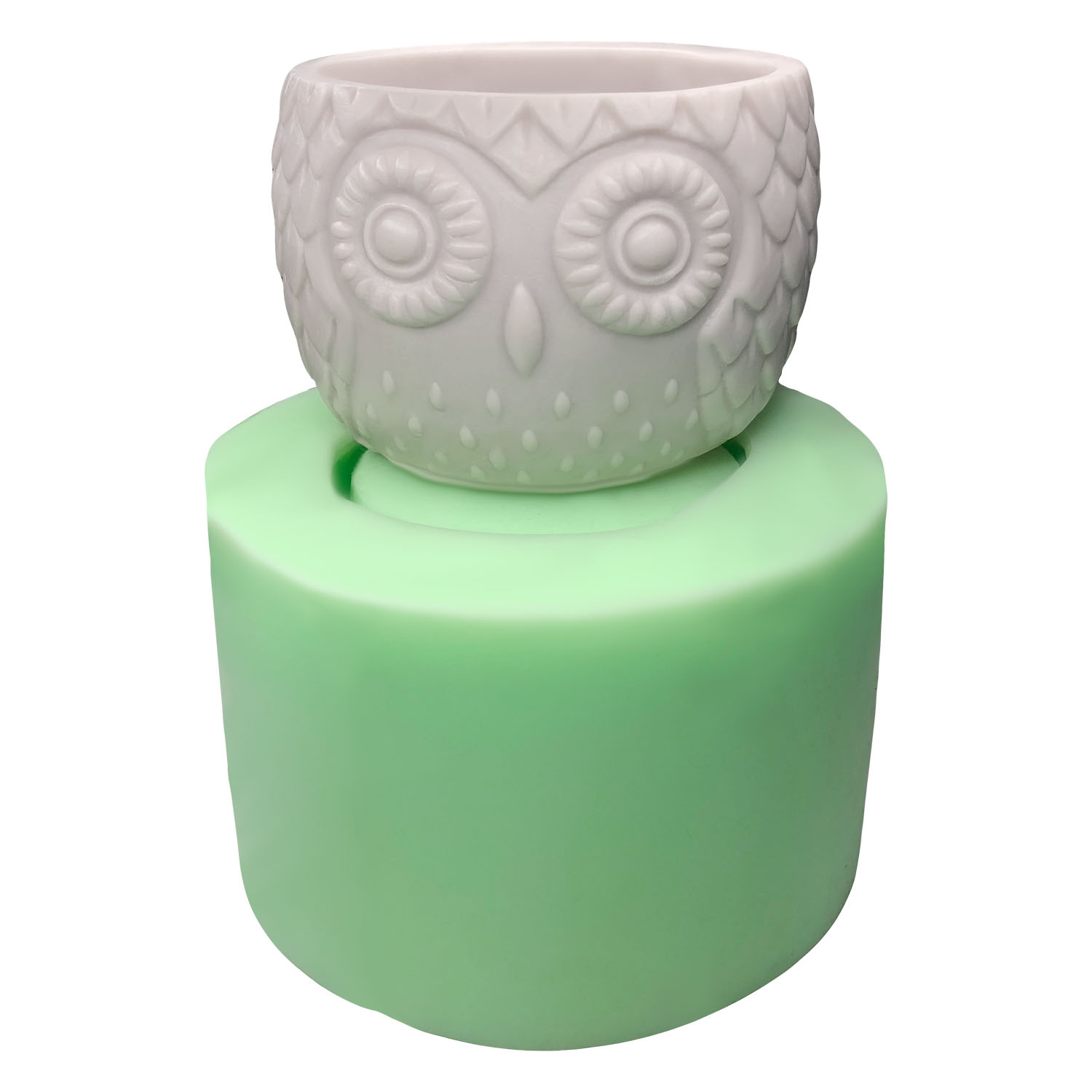 buyuk-baykus-saksi-seklinde-silikon-sabun-kalibi-kk-2080.jpg Büyük baykuş saksı silikon kalıbı ve bitmiş baykuş saksı örneği. Baykuş figürü silikon kalıp.