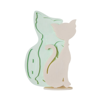 Büyük kedi ayaklıklı silikon kalıbı: Kedi severler için dekoratif obje yapımı için ideal.