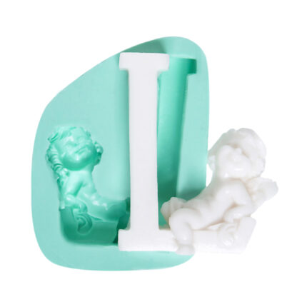 Büyük melekli harf L silikon kalıbı ve döküm objesi. Kişiye özel süs yapımı için ideal.