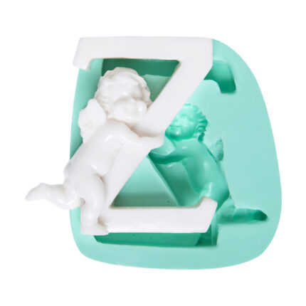 Büyük melekli harf Z silikon kalıbı. Harf temalı sabun ve dekoratif obje yapımı için ideal.