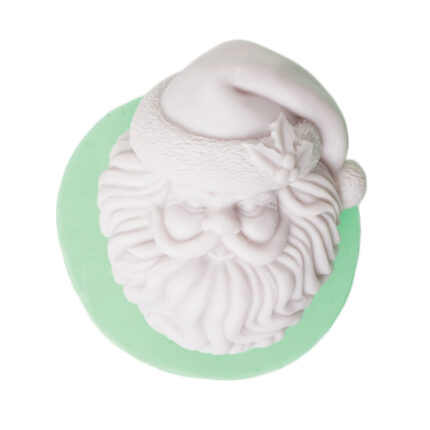 Büyük Noel baba kafası silikon kalıp ile yapılmış yılbaşı figürü, detaylı sakal ve şapka deseni.