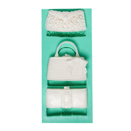 Çanta modelleri silikon kalıbı: moda temalı süsleme için üç farklı çanta kalıbı.