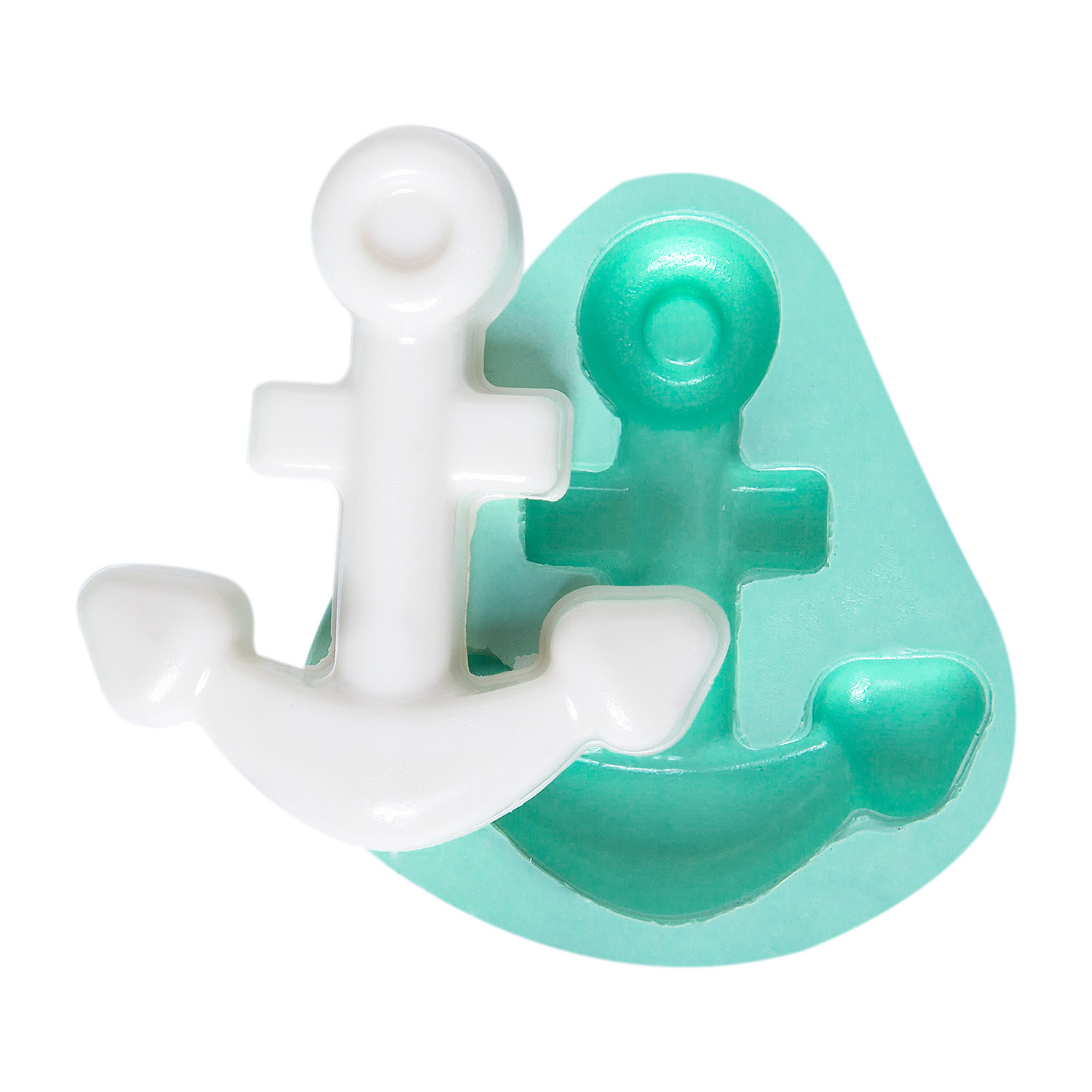 capa-seklinde-silikon-poliuretan-kalibi-kk-0327.jpg Denizcilik temalı çapa kalıbı: Beyaz çapa figürü ve deniz temalı reçine süs için silikon kalıp.