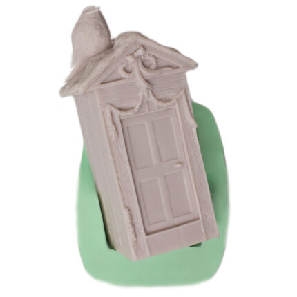 Çatısında kuşlu ev silikon kalıbı. Bahçe dekorasyonu için 3D kuşlu ev figürü.