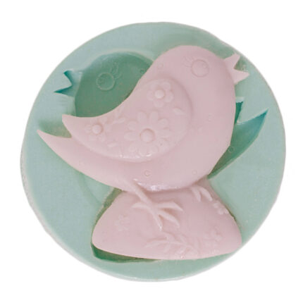 Çiçek desenli kuş silikon kalıbı: doğa temalı sabun veya dekoratif obje yapımı için ideal.