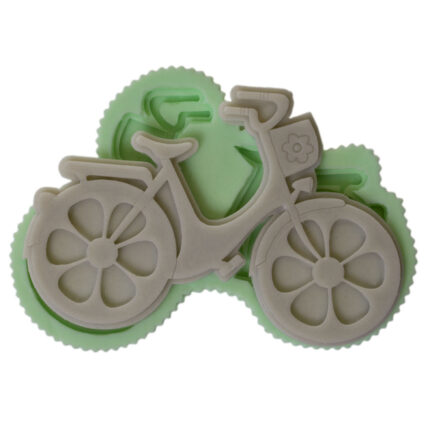 Çiçek tekerlekli bisiklet silikon kalıp modeli. Nostaljik bahçe dekorasyonu için 3D bisiklet figürü kalıbı.