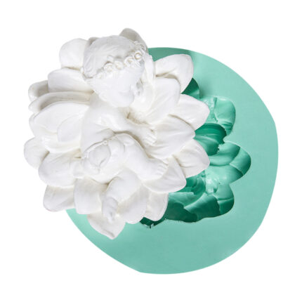 Çiçekte yan yatan bebek silikon kalıbı. Bebek temalı alçı, sabun, mum yapımı için ideal.