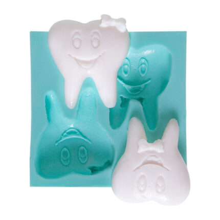Çift diş silikon kalıbı: Diş temalı sabun ve dekoratif obje yapımı için eğlenceli kalıp modeli.