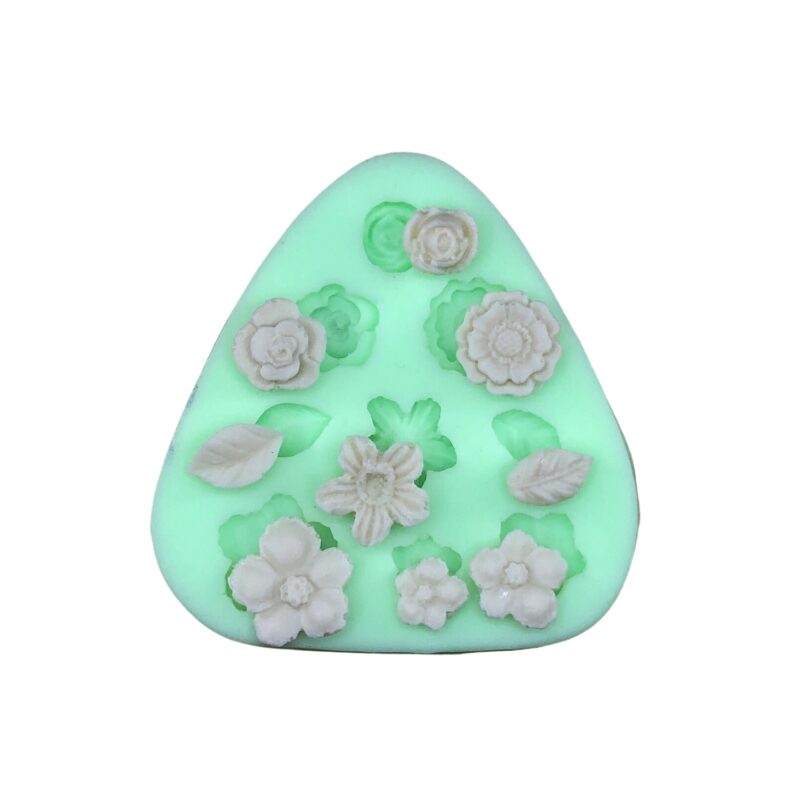 Çoklu çiçek ve yaprak silikon kalıp modeli, botanik koleksiyon için ideal. Dekoratif 3D çiçek yaprağı silikon kalıp.