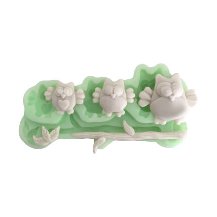 Dalda üç boy baykuş silikon kalıp: Kuş koleksiyonu için 3D baykuş figürü kalıbı.