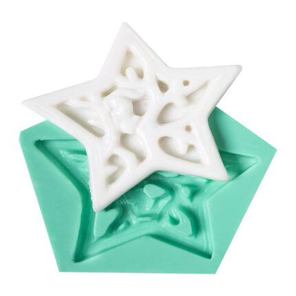 Yıldız üstünde sincap kalıbı: Dallı sincap biblo yapımı için silikon kalıp ve reçine süs örneği.