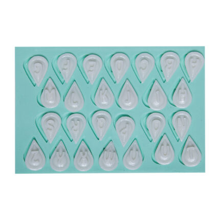 Damla harf silikon kalıbı: A'dan Z'ye harfleri içeren dekoratif obje, sabun, takı, mum yapımı için kalıp.