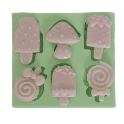 Dondurma çeşitleri temalı silikon kalıp: Yaz dekorasyonu için tatlı figürlü dondurma kalıbı.