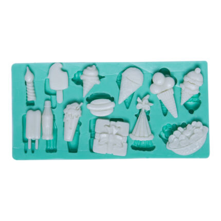 Dondurma temalı silikon kalıbı: Yaz konsepti dekorasyonu için sabun, takı ve hediye yapımına uygun.