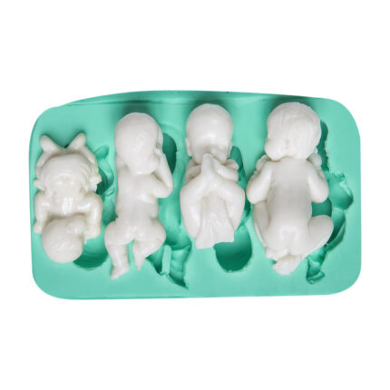 Bebek koleksiyonu kalıbı: Dört çeşit bebek figürlü silikon kalıp modeli.