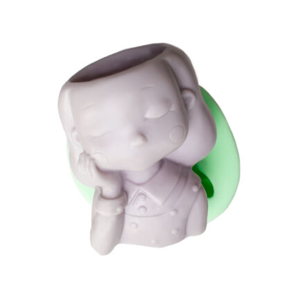 Düşünceli kız saksı silikon kalıbı. Kız çocuk figürlü saksı yapımı için 3D silikon kalıp.