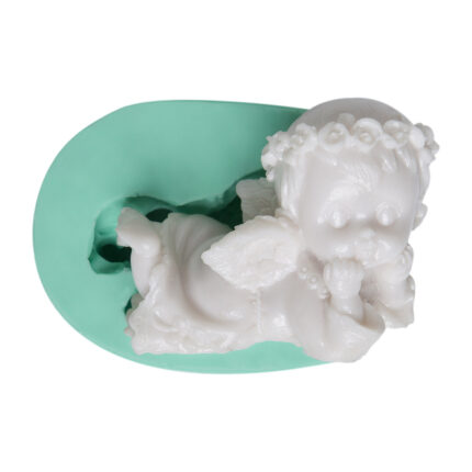 Düşünen melek silikon kalıbı ile yapılmış dekoratif melek figürü. Bebek temalı sabun yapımı için ideal.