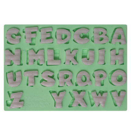 Düz çizgili harfler silikon kalıp modeli: A'dan Z'ye tüm harfler içeren silikon kalıp.