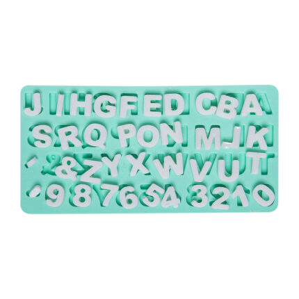 Düz harfler silikon kalıbı: Harf ve sayı içeren silikon döküm kalıbı (KK-1034). Harf koleksiyonu için ideal.