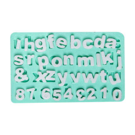 Düz küçük harfler silikon kalıbı: Alfabe ve sayılar içeren kalıp ile sabun, takı, dekoratif obje yapımı.
