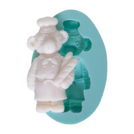 Ekmek taşıyan ayıcık silikon kalıbı: Mutfak temalı süs için ideal, sevimli tasarım.