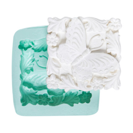 Etrafı desenli kelebek silikon kalıp: kelebek temalı mum, alçı, epoksi, sabun yapımı için ideal.