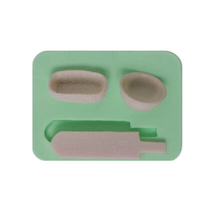 Fırın küreği, ekmek sepeti ve kase şeklinde 3D fırın temalı silikon kalıp.